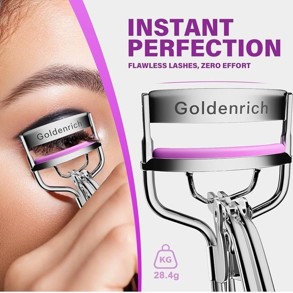 ✨ Goldenrich Eyelash Curler w/ 5 Refill Pads – Silver, Purple, Pink -New ✨ - Picture 1 of 8